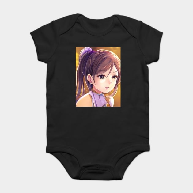 Beautiful brown hair anime school girl Baby Bodysuit by animegirlnft